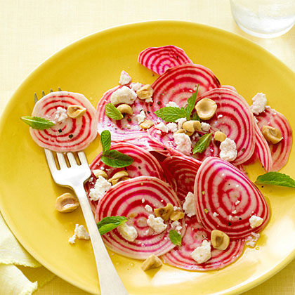 Bunched Chioggia beets